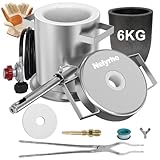 Nelyrho 6KG Melting Furnace Kit - Stainless Steel Foundry with Crucible, Crucible Tongs, Gloves - Ideal for Smelting Gold, Silver, Copper, and Aluminum - Metal Recycling Casting Tool