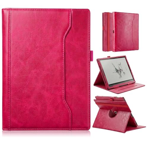 DINGGUAGUA Case for 10.3 Boox Note Air 5 C (2025)/ Note Air4 C/Note Air3 C/ Air3 B/W 360 Degree Rotating Stand Cover with Pen Holder/Hand Strap Stand Cover Auto Sleep/Wake Rose red