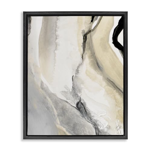 'Abstract Paint Strokes Fluid Beige Movement'| Floating Frame Canvas Art