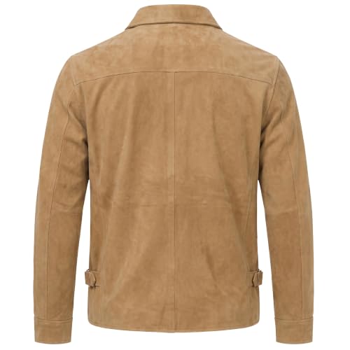 Image of Men's Suede Shirt Zipper Jacket Full Zip Casual Vintage Jackets Suede Leather Jackets for Mens