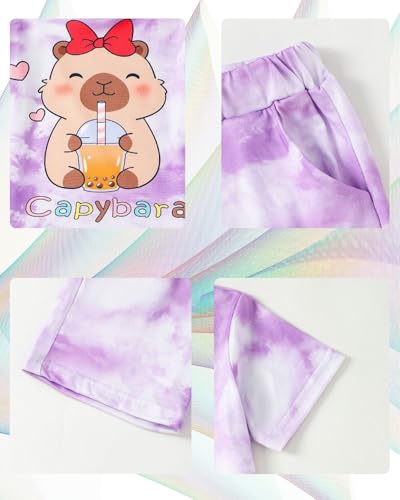 Image of Girls Clothes 2PCS Butterfly Print Short Sleeve T-Shirt + Shorts Set Teen Tween Girls Summer Outfits Set