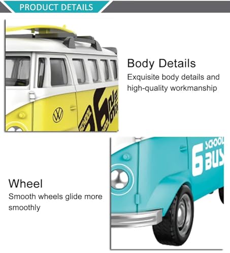 Image of Magicwand 1:36 Scale Die-Cast Metal Bus Van【Pack of 1】 with Openable Doors,Pull Back Action【Multi-Colored】
