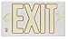 NMC 7132B EXIT Sign - 15.875 in. x 8.625 in. ABS Plastic, Double Face Sign with Green Brackets, Left, Right Chevron Arrows, Glow Yellow on White