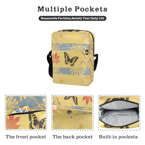small messenger bag for women Crossbody Small Bags For Women Casual Womens Purse Adjustable Strap for Outdoor Daily Outdoor Daily- Japanese Yellow Butterfly2