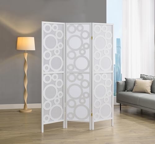 Liveasy Furniture 3 Panels Room Divider Privacy Screen Shoji Divider 6ft High Japanese Style Privicy Room Divider (Bubble White, 3 Panels)