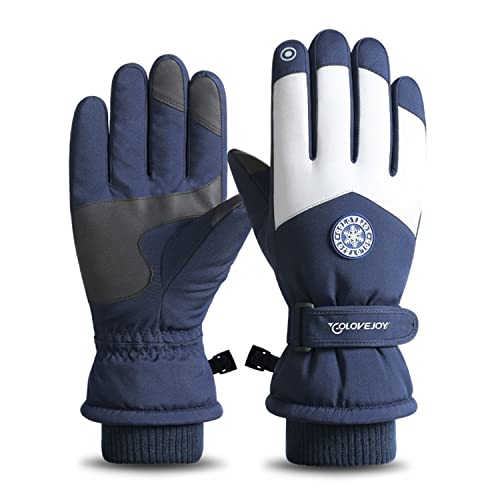 Winter-Thermo-Handschuhe für Herren und Damen, wasserdichte Skihandschuhe Touchscreen, winddicht, Winter, warme Handschuhe zum Skifahren, Skaten, Snowboarden, Radfahren (blau) Cover