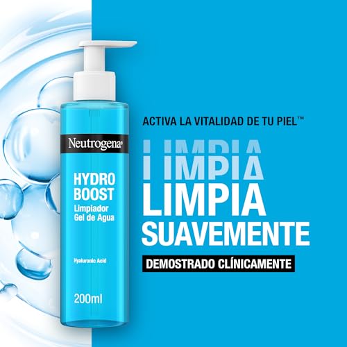 Neutrogena Hydro Boost Limpiador Gel de Agua (1 x 200 ml), gel limpiador facial para eliminar el maquillaje y la suciedad, jabón hidratante con ácido hialurónico - Image 2