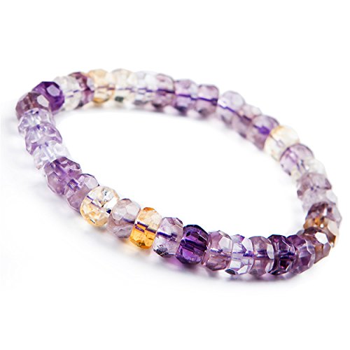 Natural Ametrine Bracelet Amethyst Citrine Crystal Faced Abacus Bead Bracelet 9mm2