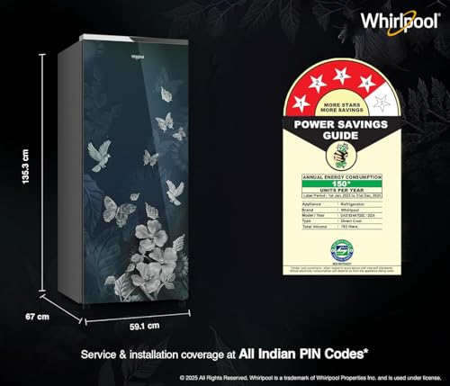 Image of Whirlpool 192 L 4 Star Glassdoor Inverter Direct Cool Ice Magic Pro Single Door Refrigerator (215 IMPRO GD PRM 4S INV SILVIA)