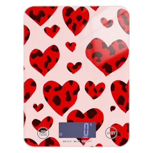 Love red Leopard Print Valentine Display LCD Food Scale Digital Kitchen 5kg/5g Bilancia da cucina con 4 unità per la preparazione dei pasti Spezie Cottura pesa digitale para alimentos