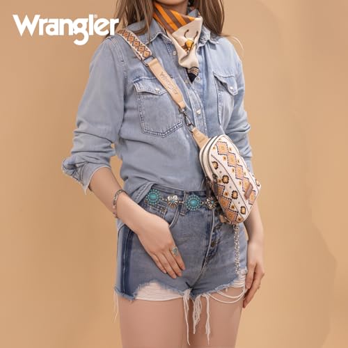 Image of Wrangler Small Sling Bag for Women, Leather Crossbody Bags Cross Body Purse Fanny Packs with Adjustable Strap for Gift