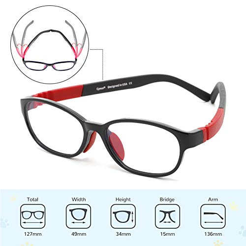 Almofadas de nariz retangulares de silicone anti-azul TR90 infantil (lentes transparentes) estojo es