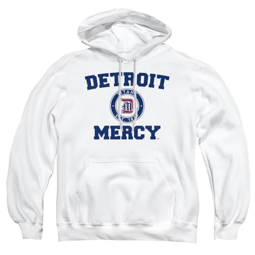 University of Detroit Mercy Official Circle Logo Unisex Adult Pull-Over Hoodie,White, Small