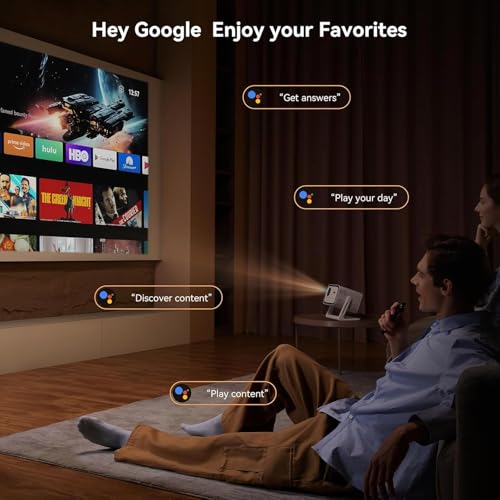 Image of WANBO Vali 1, Native 1080P Fully Automatic, Smart Home Projector 4K Ultra HD, DRM L1, 900 ANSI | Voice Assistant | Chromecast | Android TV 11.0 | 12W Speaker | WiFi, BT | White