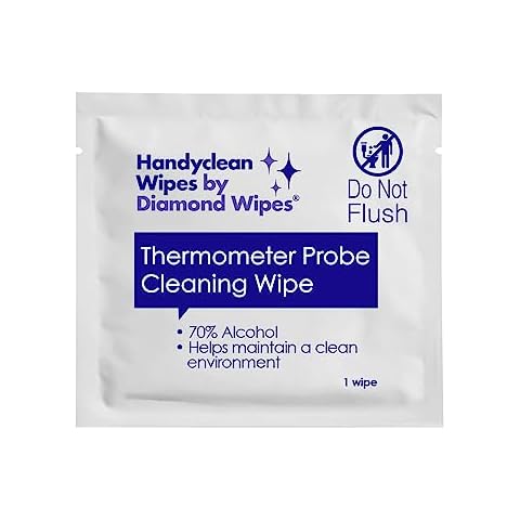 HandyClean Thermometer Cleaning Wipes, 70% Isopropyl Alcohol, Wipes for Probe Thermometer, 1000 ct of 2 x 1 inches Individually Wrapped Wipes Cover