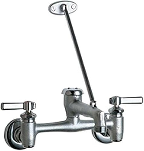 Chicago Faucets 897-RCF - Grifo de fregadero central ajustable para montaje en pared, cromo áspero
