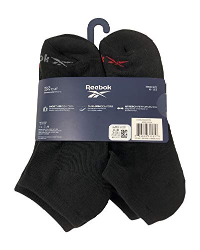 Reebok 6 Pack Mens Low Cut Performance Training Socks (Sock size 10-13/shoe size 6-12.5, Black/Red/Grey)