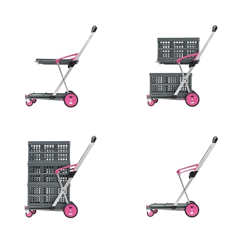 CLAX® Handwagen | inklusive Faltbox | pink + zusätzlicher Klappbox als Bundle