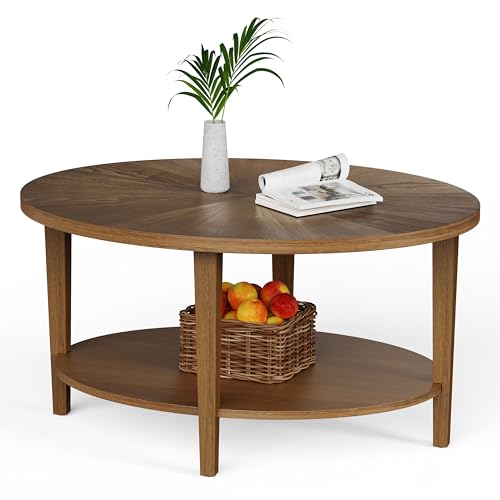 BRRITLE Solid Wood Oval Coffee Table for Living Room, 2