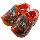 Hogenkamp Zuecos de Madera para Zapatos, Color Naranja, Madera Natural, Molino holandés y Tulipanes (4.00 Pulgadas)