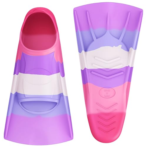 QcoQce Kids Silicone Short Swim Fins for Diving