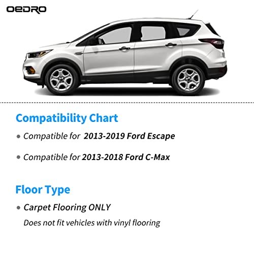 Oedro Floor Mats Compatible For 2013-2019 Ford Escape, 2013-2018 Ford C-Max, Unique Black Tpe All-Weather Guard Includes 1St And 2Nd Row: Front, Rear, Full Set Liners #TOP1