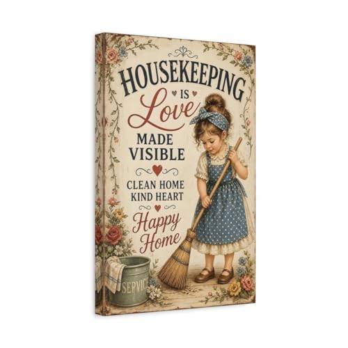 Art mural vintage petite fille ménage déco cuisine rétro affiche toile 30x45cm