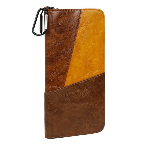 CRAFTSMAN GOLF Synthetic Leather Glove Keeper Stash Holder Stylish Light Brown and Brown Spliced Design Golf Glove Pouch Wallet