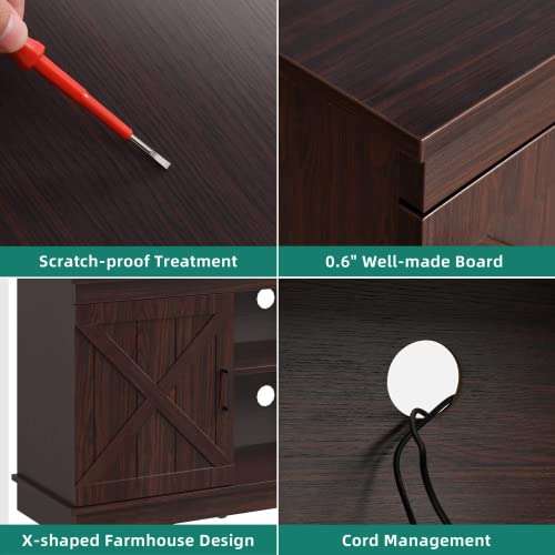 Yitahome TV STAND With Double Barn Doors And Storage Cabinets, Rustic Media Console Table Tv Cabinet For Living Room, 59 Inches, Espresso thumb #5