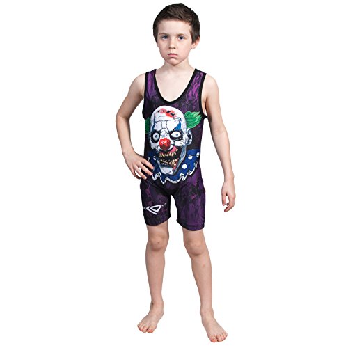 Ko Sports Gear - Unisex Wrestling Singlet, Comfortable & Breathable, 4 Way Stretch, Gymnastics, Running, Weightlifting (Zombie Skull, Youth Large) #TOP3