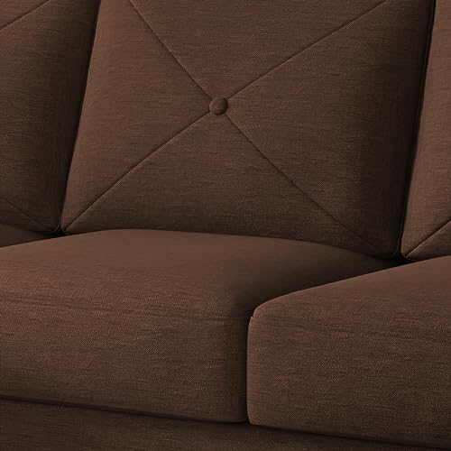 Image of Baloney LHS 6 Seater L Shape Sofa Set with Center Table for Living Room (Brown Fabric) Premium Fabric Sofa