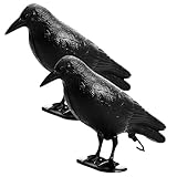 OFFO Corbeau Anti-Pigeon, Effaroucheur Oiseaux Exterieur, Anti Pigeons pour Balcon, Toit et Jardin, Effaroucheur Pigeons, Corbeau Noir en Plastique (2 Pièce)