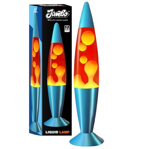 Jambo Lampe 16'' – Rouge avec Cire Jaune/Orange, Lumière à Liquide Relaxante, Veilleuse, Décoration Maison pour Salon Bureau Chambre, Adultes Ados...
