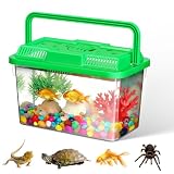 YARNOW Portable Mini Plastic Fish Tank Clear Terrarium for Betta Fish Turtles and Reptiles Stylish Handheld Aquarium with Design for Pet Care and Observation