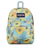 JanSport SuperBreak Plus Backpack with Padded 15-inch Laptop Sleeve and Integrated Bottle Pocket - Spacious and Durable Daypack for Work and Travel - Surreal Sunflowers Blue Dusk