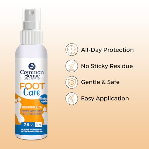 Image of Foot Deodorant Liquid Spray by Common Sense, Helps Soothe Itching and Burning from Most Athlete's Foot, Long-Lasting Odor Control, 3 Pack (2 fl. oz)