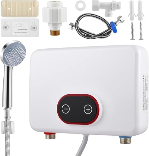 Eirolace Elektrischer Durchlauferhitzer 5 5kW 220V Instant Warmwasserbereiter mit Digitaldisplay & 3-Stufen-Leistungsmodus IPX4 30-52 für Dusche Küche & Garten [Energieklasse A] - Mit Regen