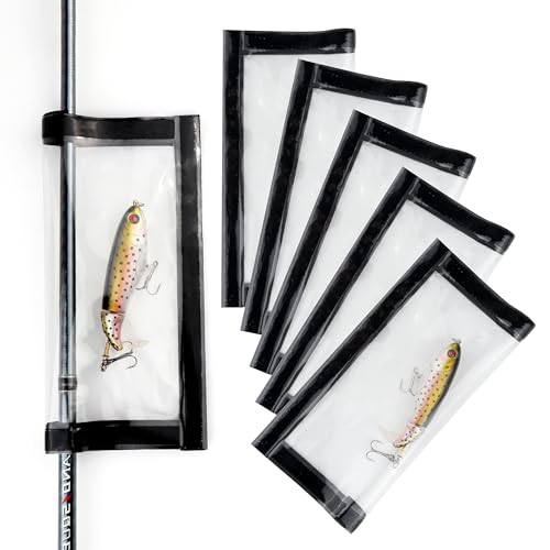 Fishing Lure Wraps 5 Pack Clear PVC Hook Covers & Lure Covers for Fishing Rods Durable Protects Hooks & Gear for Freshwater & Saltwater Fishing Gear