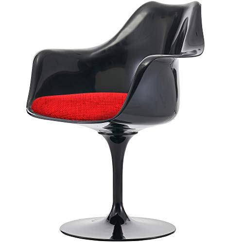 Fusion Living Fauteuil pivotant Noir Brillant et Rouge texturé