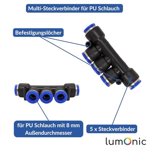 Conector neumático Lumonic 10x con acoplamiento múltiple push-in de 8mm 3
