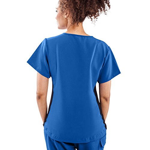 Ave Women’s Medical Scrub Top, Michigan Ave, V-Neck Scrub Shirt, Stretch Side Panels, Great For Nurses, Royal Blue, Medium #TOP1