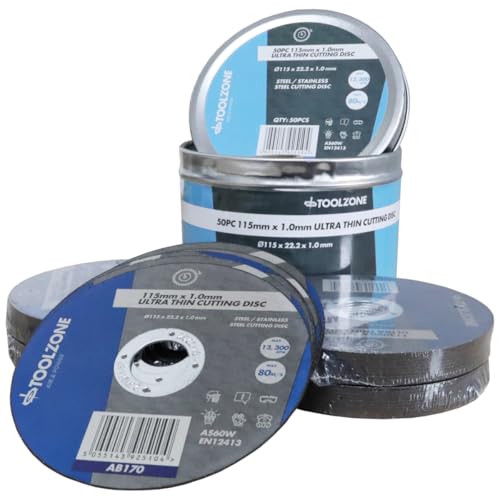 Image of Cutting Disc 115 Metal for Angle Grinder, 115 X 1.0 X 22.23mm Cutting Wheel 50 Pieces in Metal Tin, INOX Stainless Steel, Iron Type 41 Fast Precise Cutting