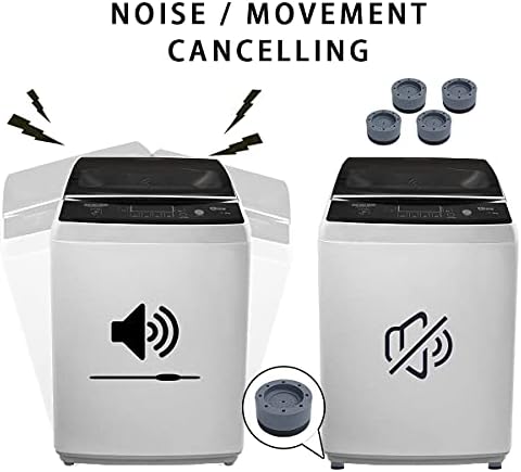 4 PCS Washing Machine Feet Pads Shock and Noise Cancelling Washing Machine Feet Anti-vibration Rubber Feet Mat Anti Slip for Dryer Dishwasher Refrigerator Raise Height Reduce Noise (Gray)