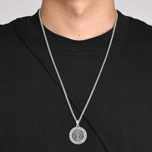 Image of Tree of Life Necklace 925 Sterling Silver Celtic Leafless Family Tree Pendant Necklaces Jewelry for Men Women, w /Stainless Steel Chain 22''+2''