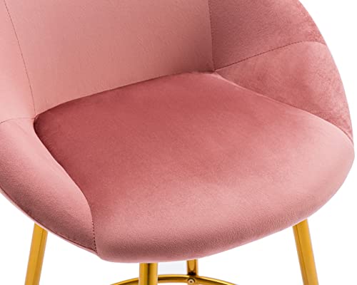 Cimota Pink Velvet Bar Stools Set Of 2, Modern Tufted Barstools 26 Inch Counter Stools Chairs With Back/Footrest Kitchen Stools For Island/Home Bar/Dining Room/Kitchen, Pink #TOP5