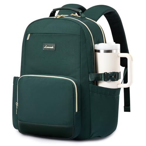 Image of LOVEVOOK Laptop Backpack for Women with Pouch Pocket for Large Capacity Cup,15.6 Inch Laptop Computer Bag Travel Backpack Purse,Waterproof Work Business Backpack College Teacher Bags,Dark Green