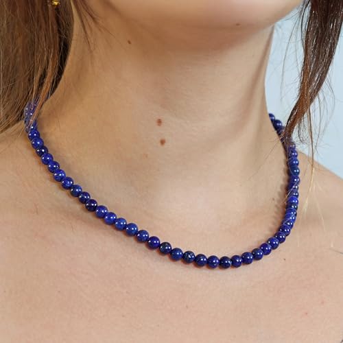 Chaîne en lapis-lazuli Lebensquelle Plus collier de perles 6mm de qualité supérieure 45cm - 2