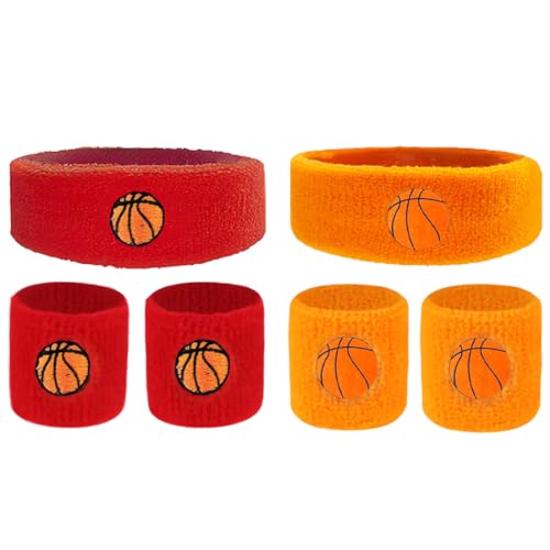 6 Stück Schweißabsorbierende Stirnbänder und Armbänder Absorbierende Wristbands Handgelenk Schweißband für Basketball,Kinder Sport Armbänder Basketball Bunt Handgelenk Schweißband Baumwoll