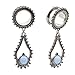 RIENGAIEAROA New 2026 Unisex 2Pcs Ear Tunnels Plugs Stainless Steel Teardrop Dangle Stone Expander Piercing Body Jewelry Findings Gift For Women 6Mm-30Mm Fashion Trendy Accessories Creative And Men
