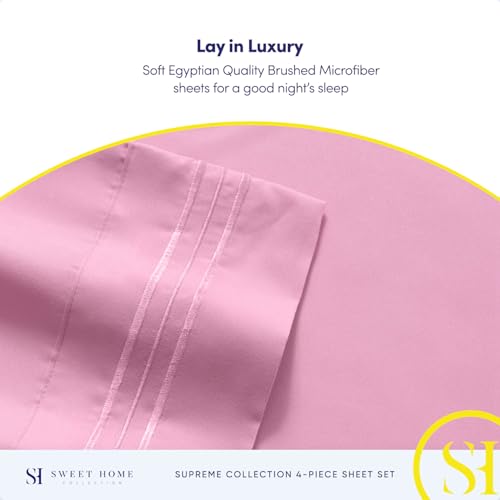 Full Size Sheet Sets - Breathable Luxury Sheets with Full Elastic & Secure Corner Straps Built In - 1800 Supreme Collection Extra Soft Deep Pocket Bedding Set, Sheet Set, Full, Pink